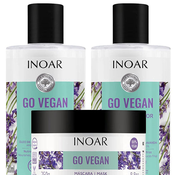 INOAR GO VEGAN Anti-Frizz Hair Shampoo & Conditioner Set (10.1 oz.) and Anti-Frizz Mask (8.8 oz.)
